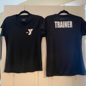 YMCA 2 Black v-neck shirts.